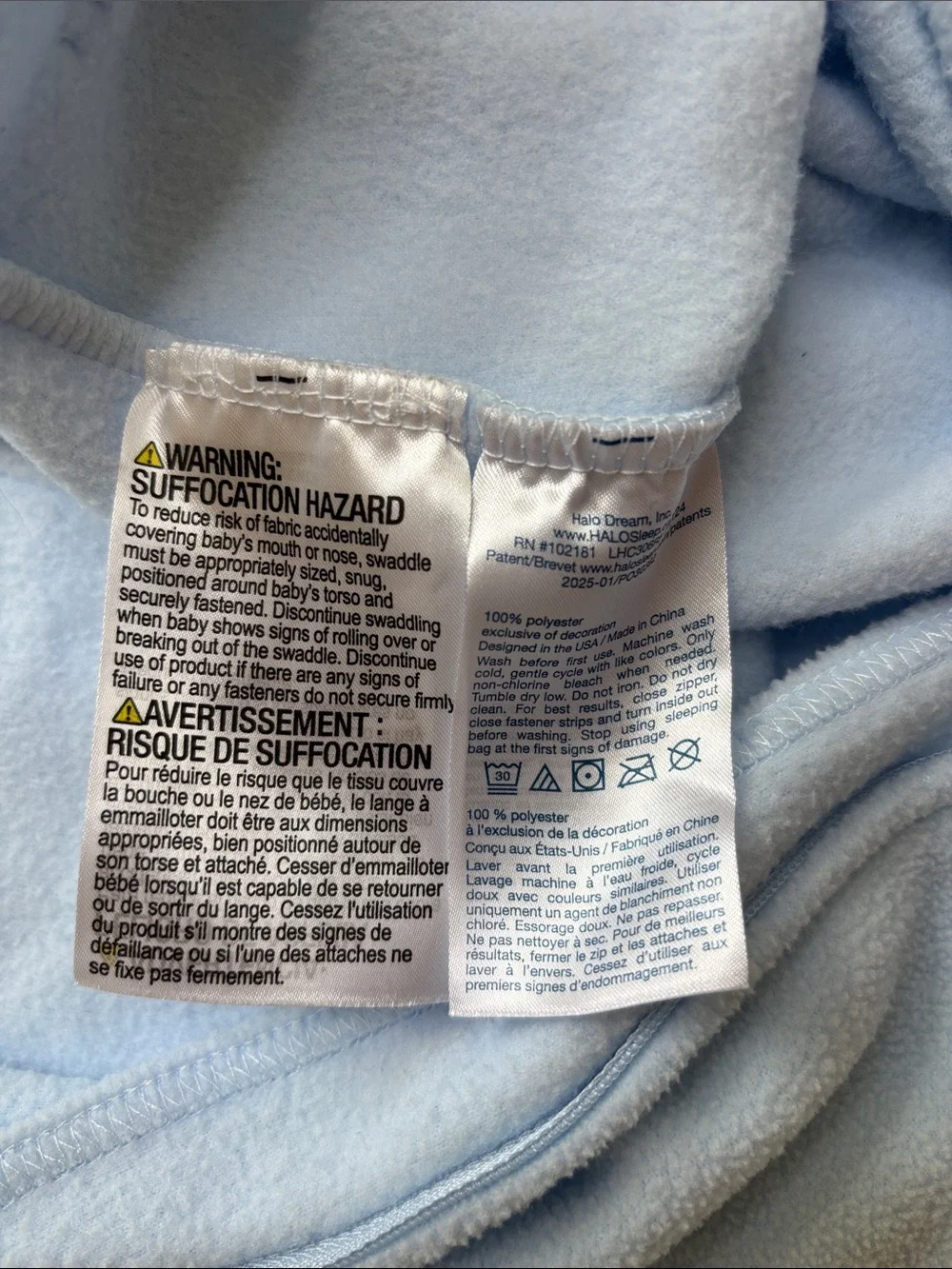 Halo 2-Pack Wearable Sleep Sacks in Light Blue and Cream